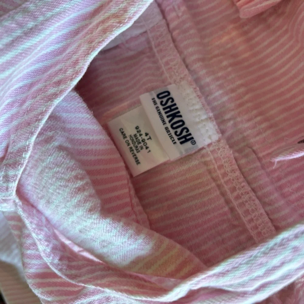 Vintage Oshkosh overalls style pinstripes pink white‎ dress. Size 4